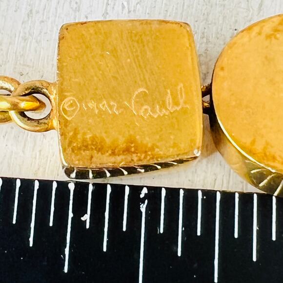 Vintage Steven Vaubel 18K Plated Brass Geometric Link  Chunky Bracelet - Picture 7 of 14